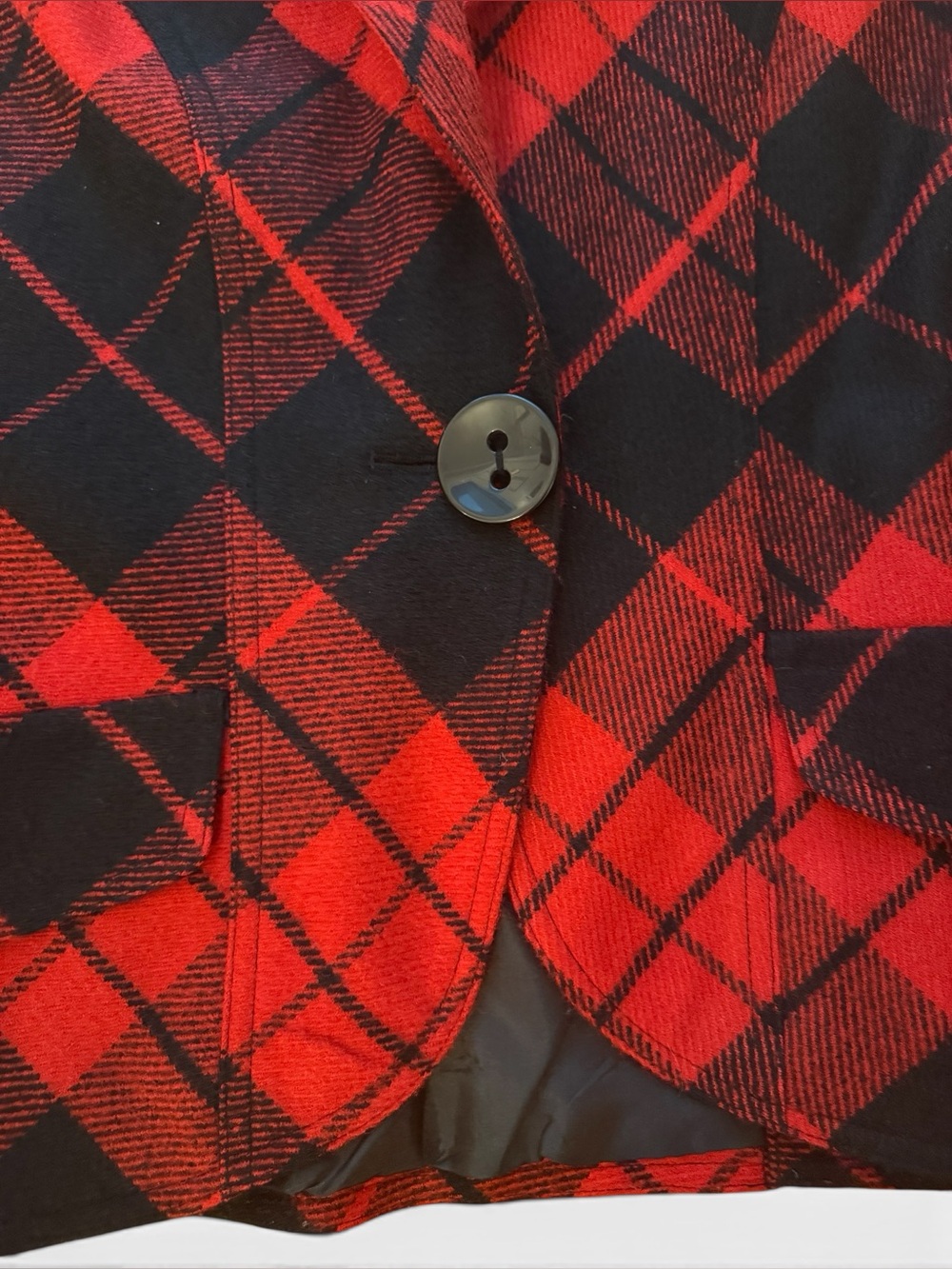 Tailor B. Moss Vintage (90s/00s) Red & Black Buffalo Plaid Blazer - Size 2 - Picture 5 of 9